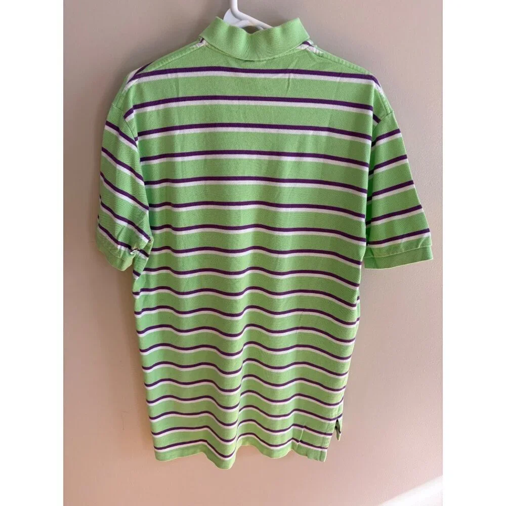Polo by Ralph Lauren Like New Striped Polo Shirt Green Purple Cotton Size Large